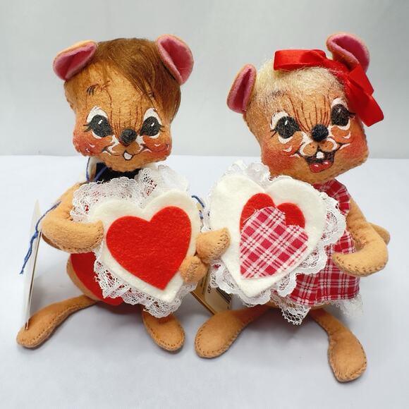 Vintage Annalee Sweetheart Boy & Girl Mouse Couple Valentine 1993 & 1994 6 Inch - Picture 11 of 12